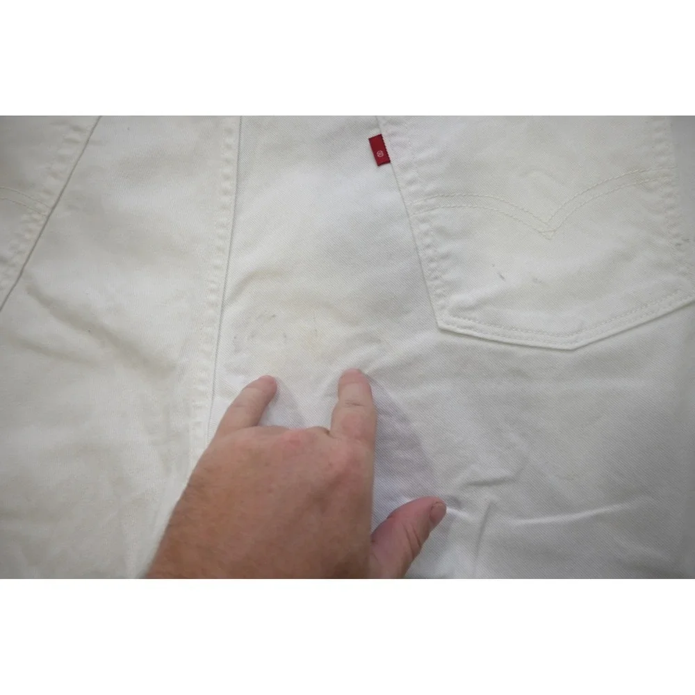 Levis 505 Regular Fit Mens 40x30 White Straight Leg Stretch Denim Pants